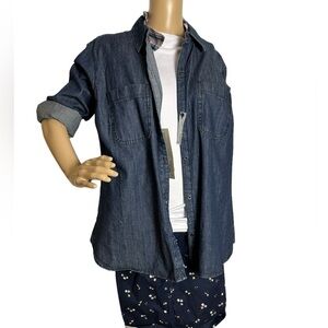 Cotton denim button down shirt, LEE Riders,  XL NWT
